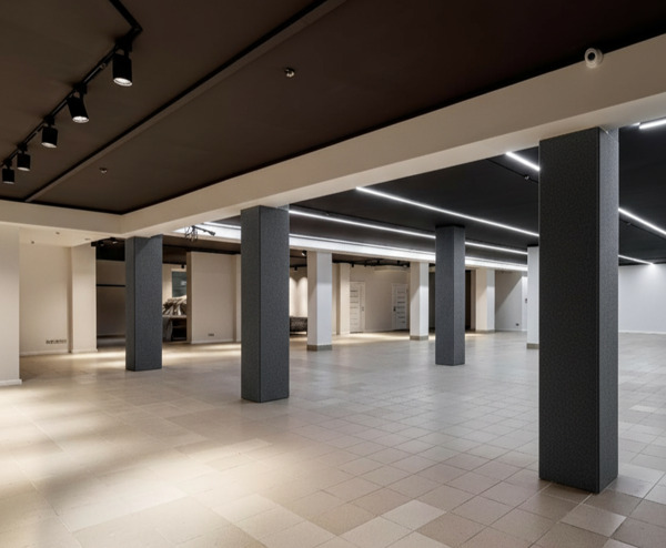 Colonnes acoustiques dans un bureau vide